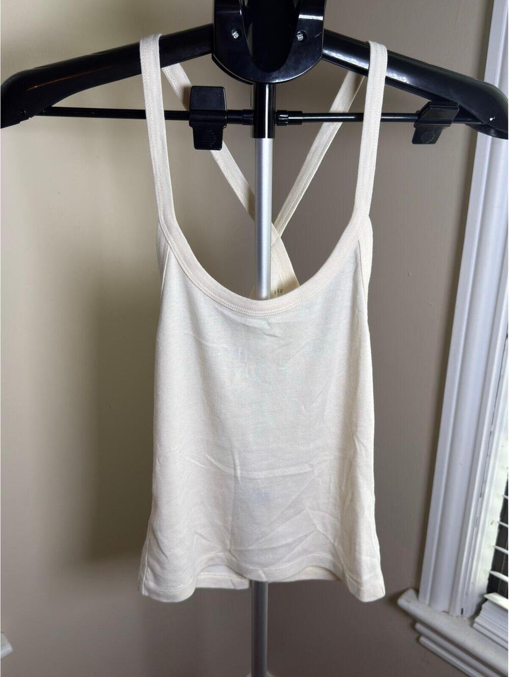 American Eagle Cross Back Tank Top Ivory Cream Sleeveless Cami Women’s Small NWO